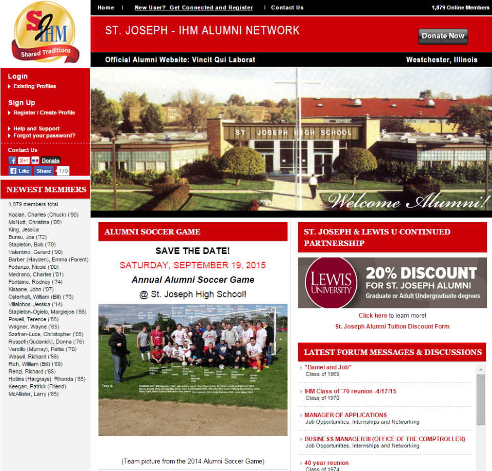 screenshot of Alumni Channel